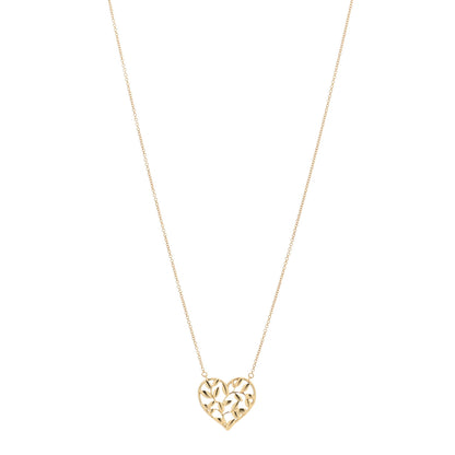 Tiffany 18K Yellow Gold Paloma Picasso Olive Leaf Heart Pendant Necklace 1 of 4