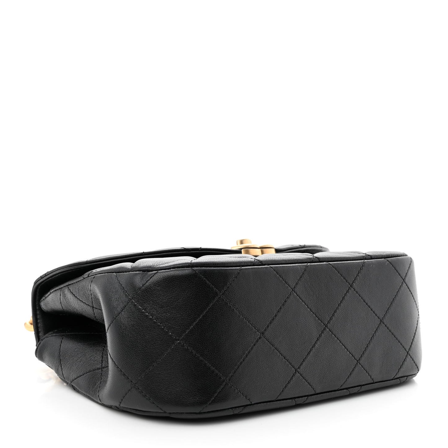 Lambskin Quilted Chain Messenger Bag Black