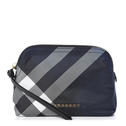 Burberry Nylon Nova Check Zip Top Pouch Indigo Blue 1 of 9