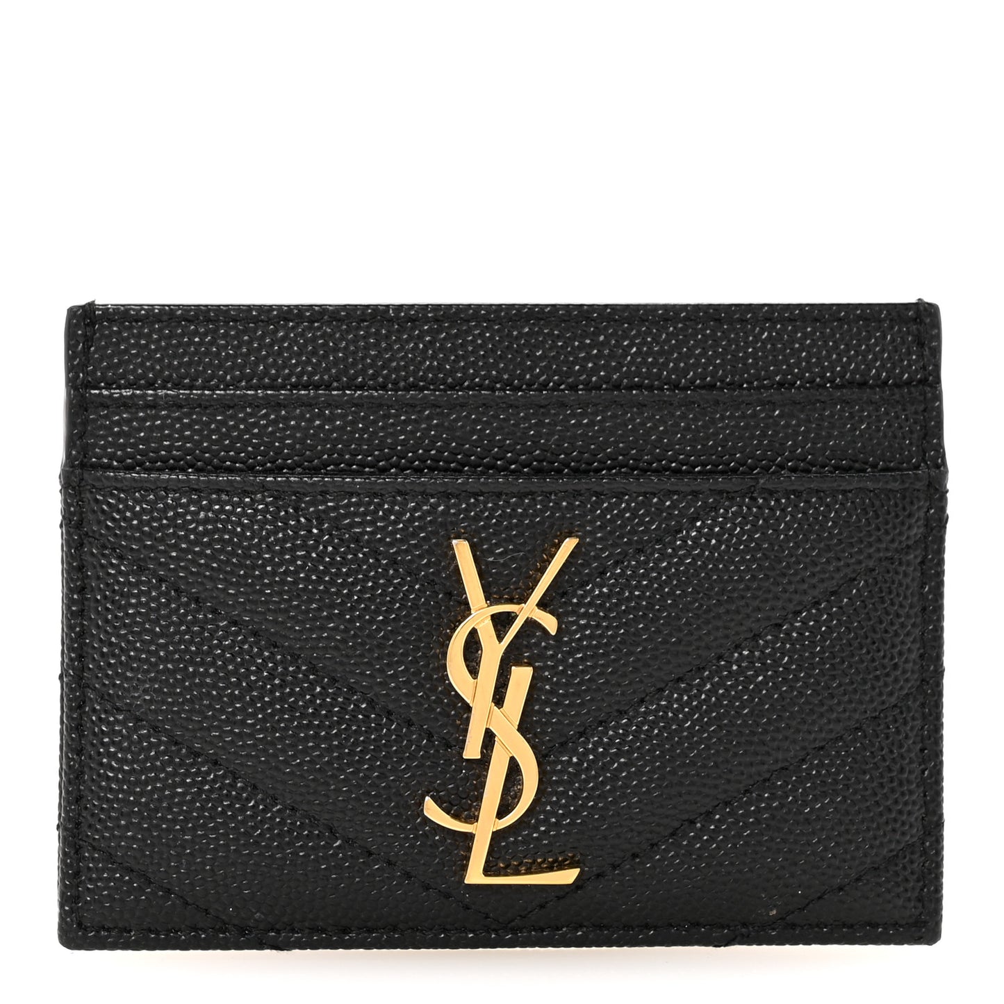 Grain De Poudre Matelasse Chevron Monogram Credit Card Case Black