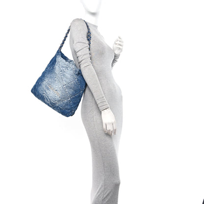 Chanel Denim Quilted Small Chanel 22 Blue 2 of 12