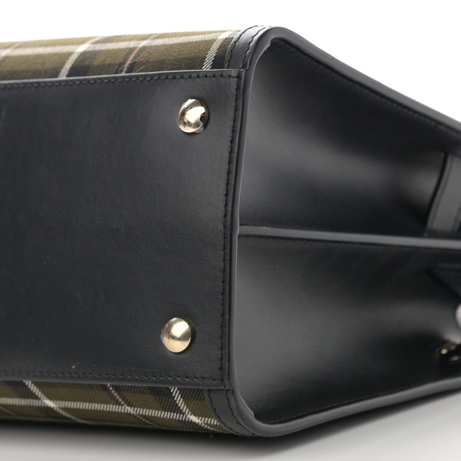 Burberry Wool Tartan Two Handle Title Bag Dark Green 10 of 11