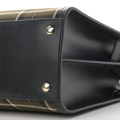 Burberry Wool Tartan Two Handle Title Bag Dark Green 10 of 11