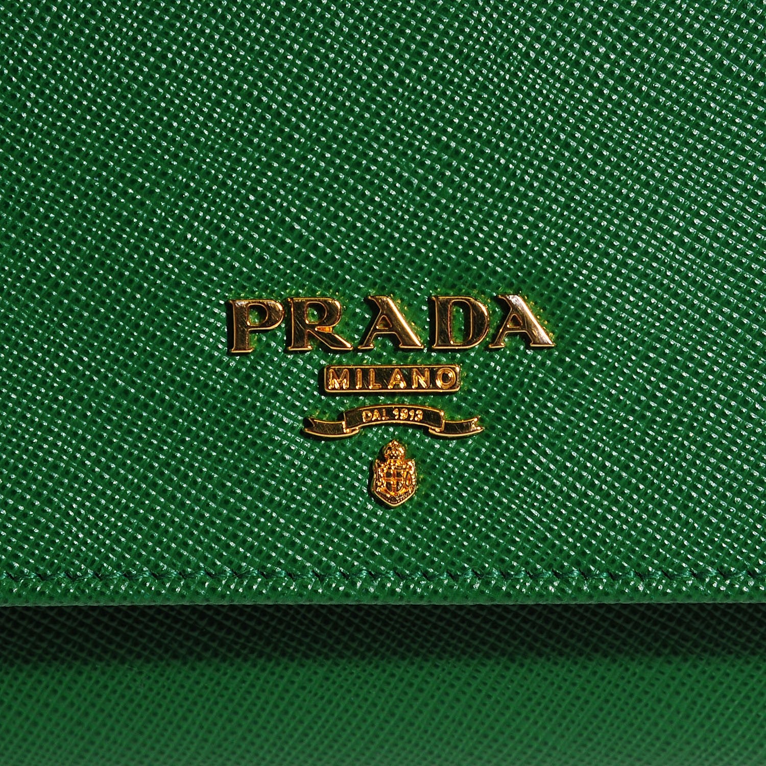 Prada Saffiano Metal Oro Chain Wallet Verde 7 of 10