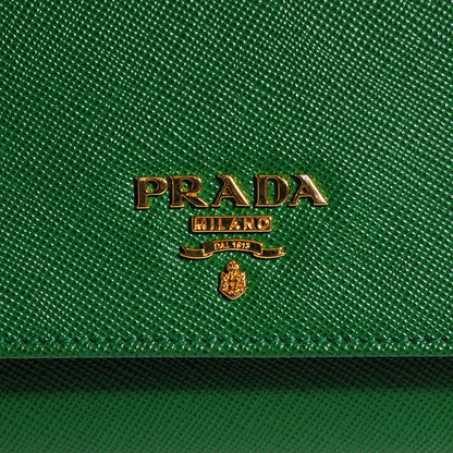 Prada Saffiano Metal Oro Chain Wallet Verde 7 of 10