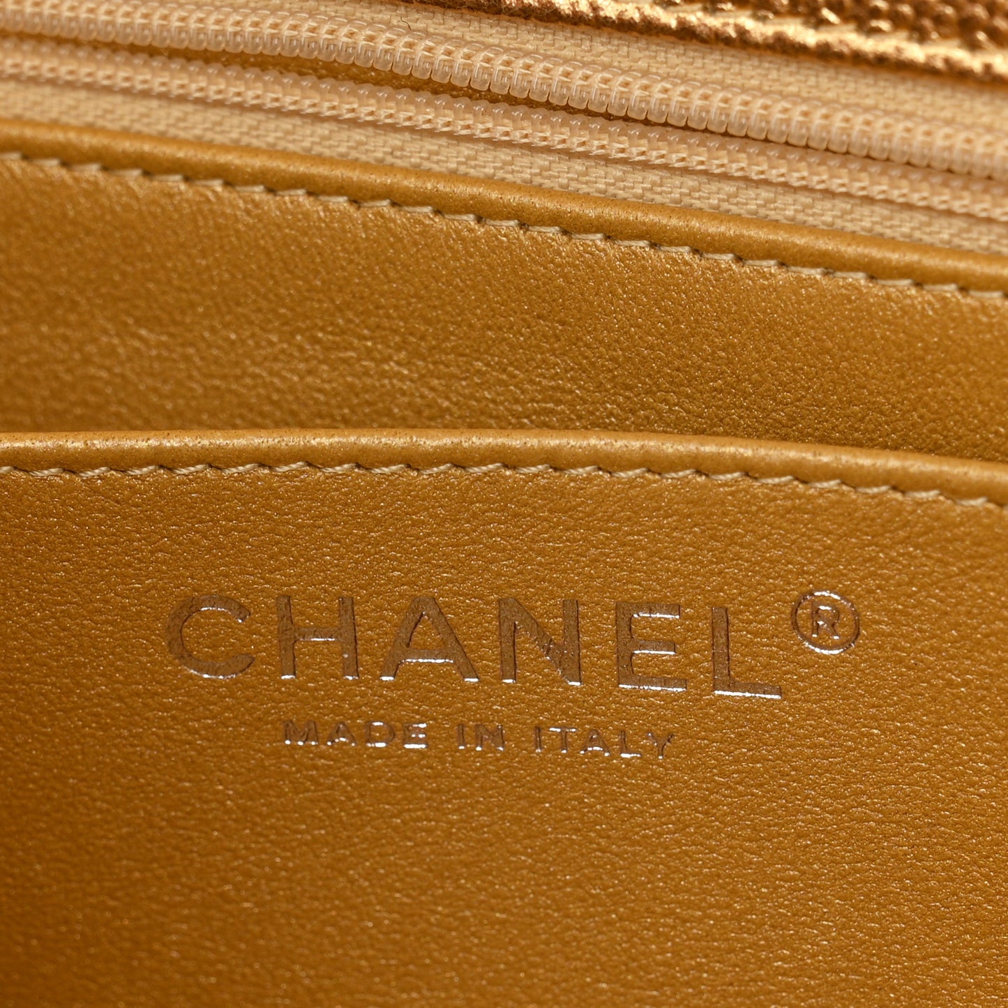 Metallic Caviar Quilted Top Handle East West Flap Gold