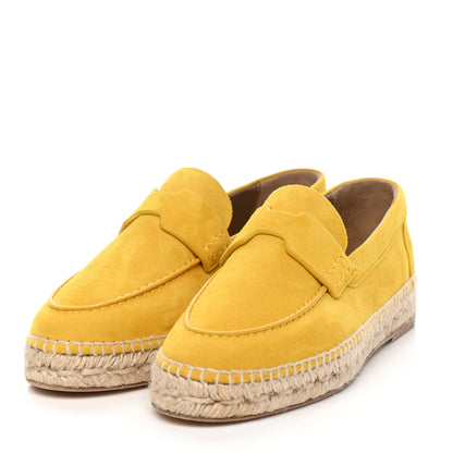 Hermes Suede Goatskin Womens Trip Espadrilles 36 Jaune Citron 3 of 8