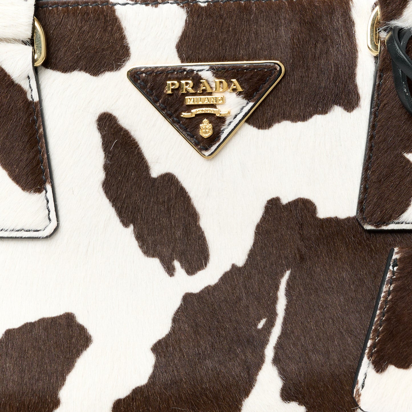 Calf Hair Stampata Cow Medium East West Galleria Double Zip Bag White Moro