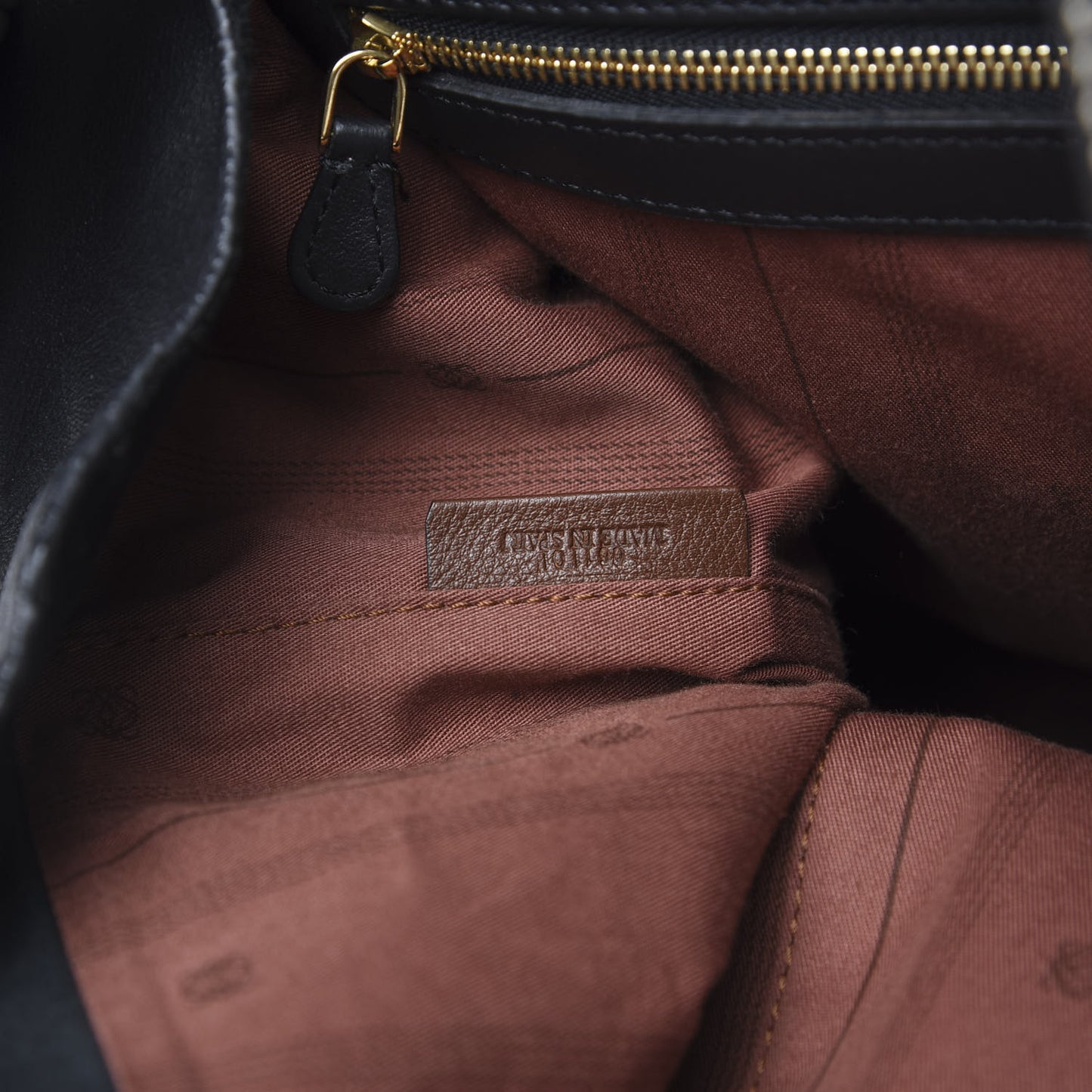 Lambskin Satchel Black Tan