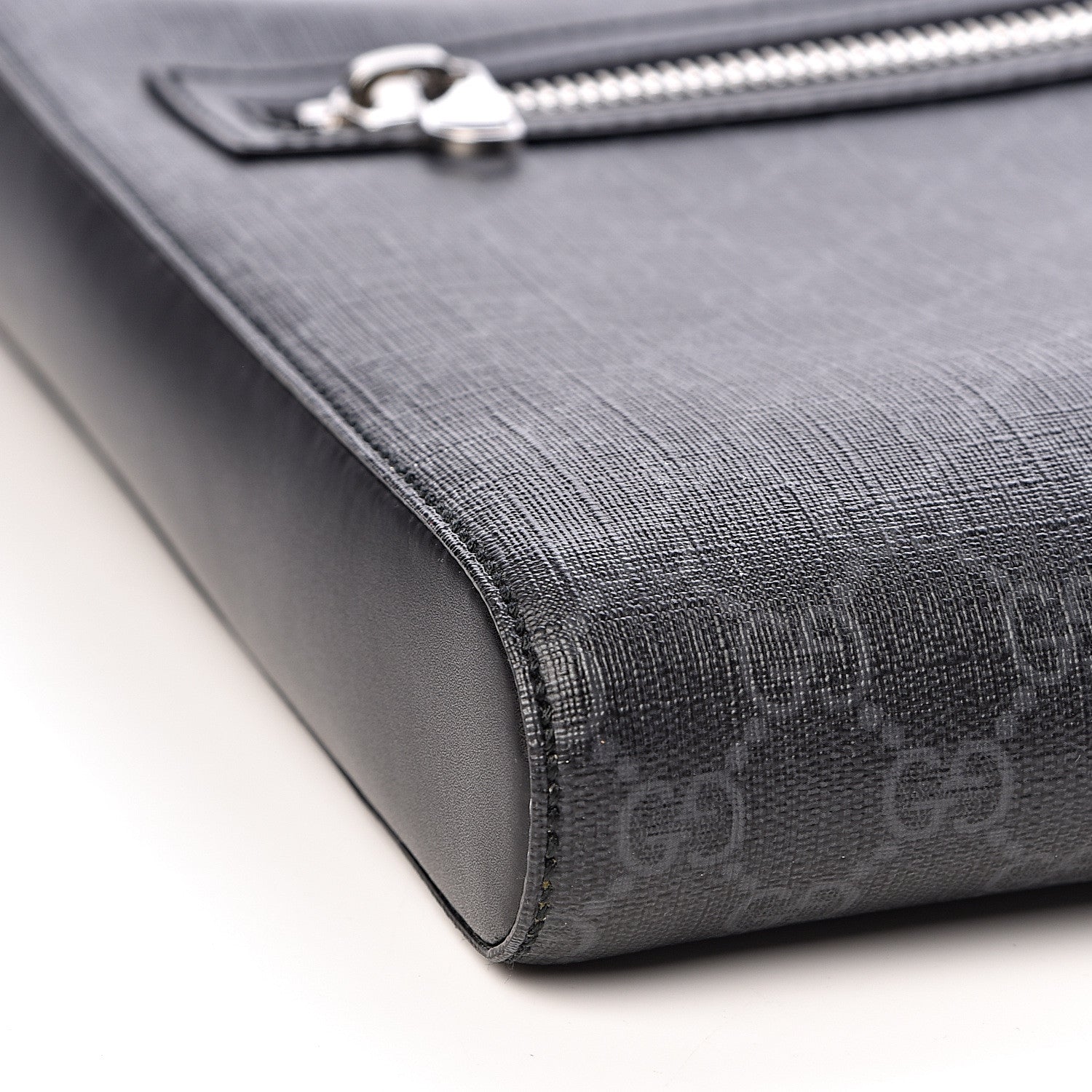 Gucci GG Supreme Monogram Appia Calfskin Web Flat Messenger Bag Black Grey 8 of 10