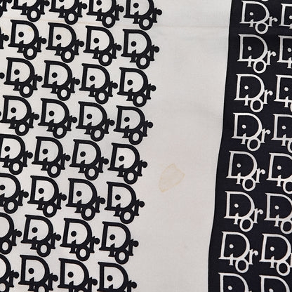 Christian Dior Silk Monogram Scarf Navy White 3 of 5
