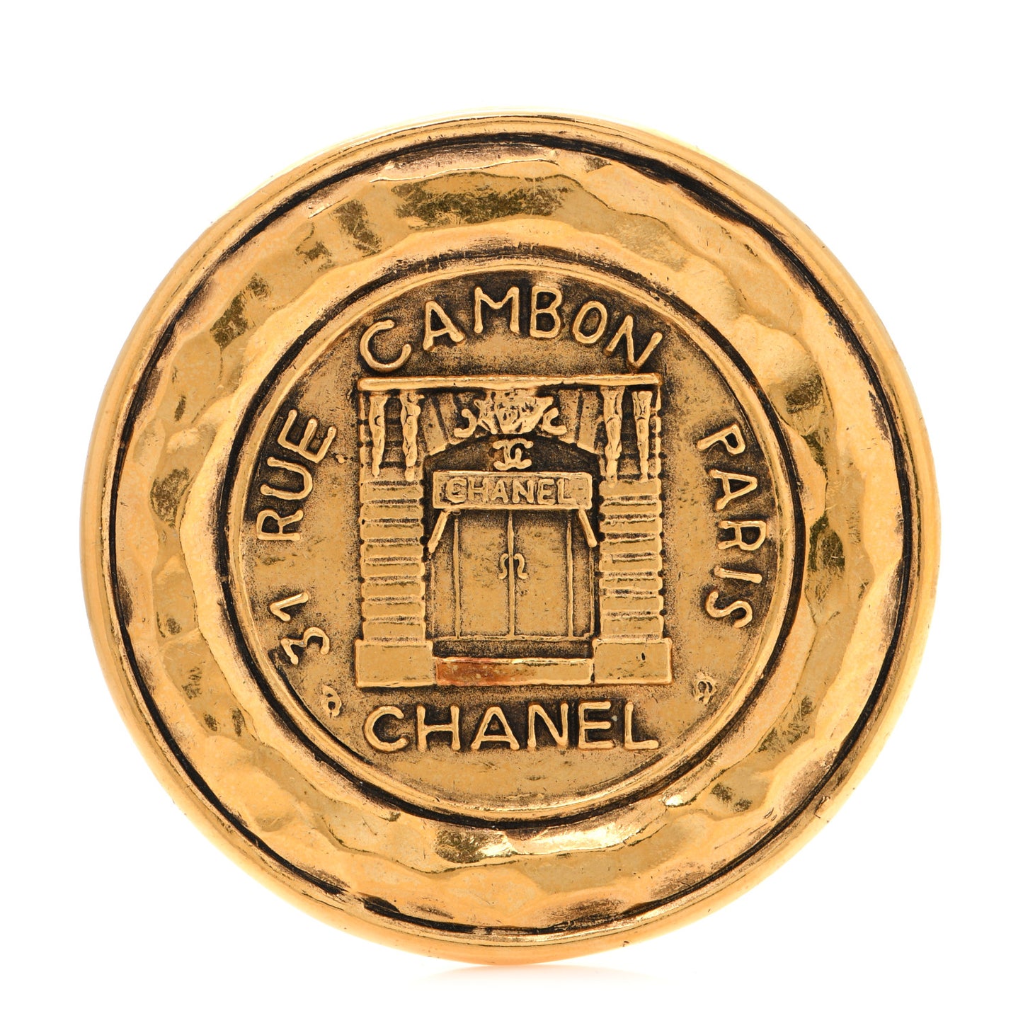 31 Rue Cambon Medallion Brooch Gold