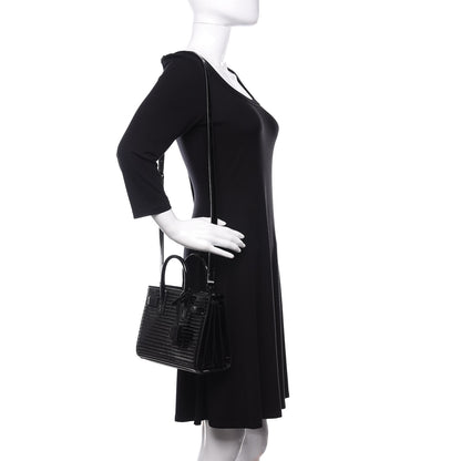 Saint Laurent Ribbed Patent Calfskin Nano Sac De Jour Black 2 of 9