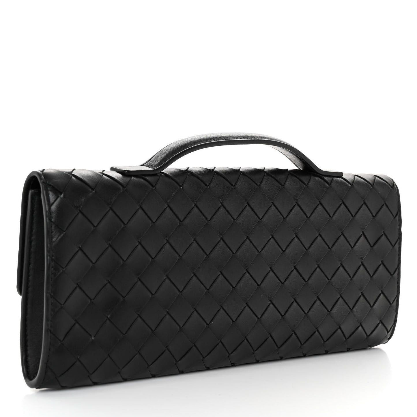 Nappa Intrecciato Long Andiamo Top Handle Clutch Black