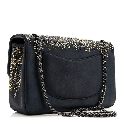 Chanel Oxidized Goatskin Strass Buonasera Medium Flap Dark Blue 3 of 12