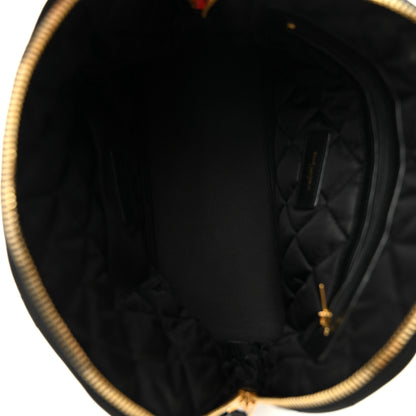 Saint Laurent Calfskin Quilted Embroidered Cassandre Large Cosmetic Pouch Black 5 of 10