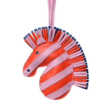 Hermes Milo Lambskin Geegee Savannah Bag Charm Orange Poppy Mauve Sylvestre Bleu de France 5 of 6