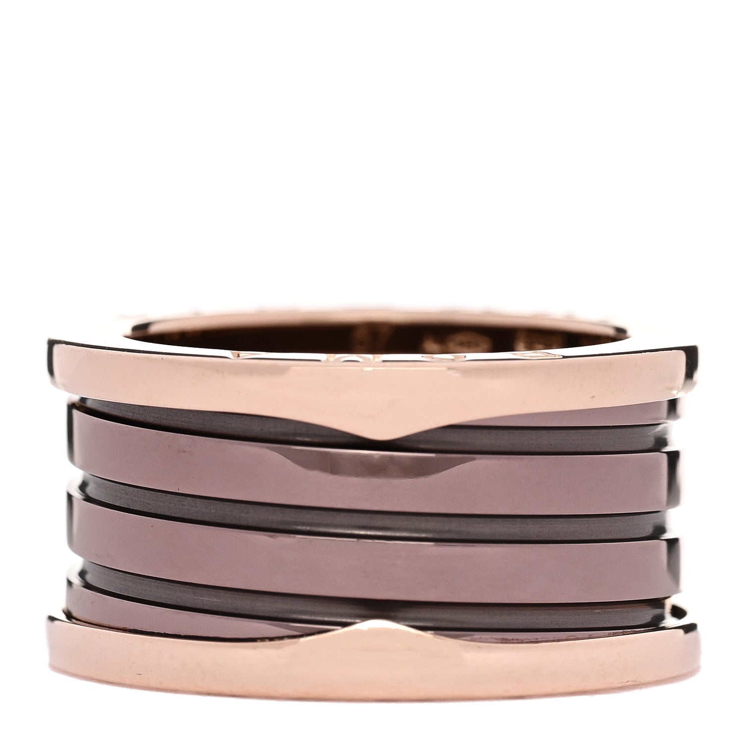 Bulgari 18K Rose Gold Bronze Cermet B.Zero1 Roma Four-Band Ring 57 8 3 of 5