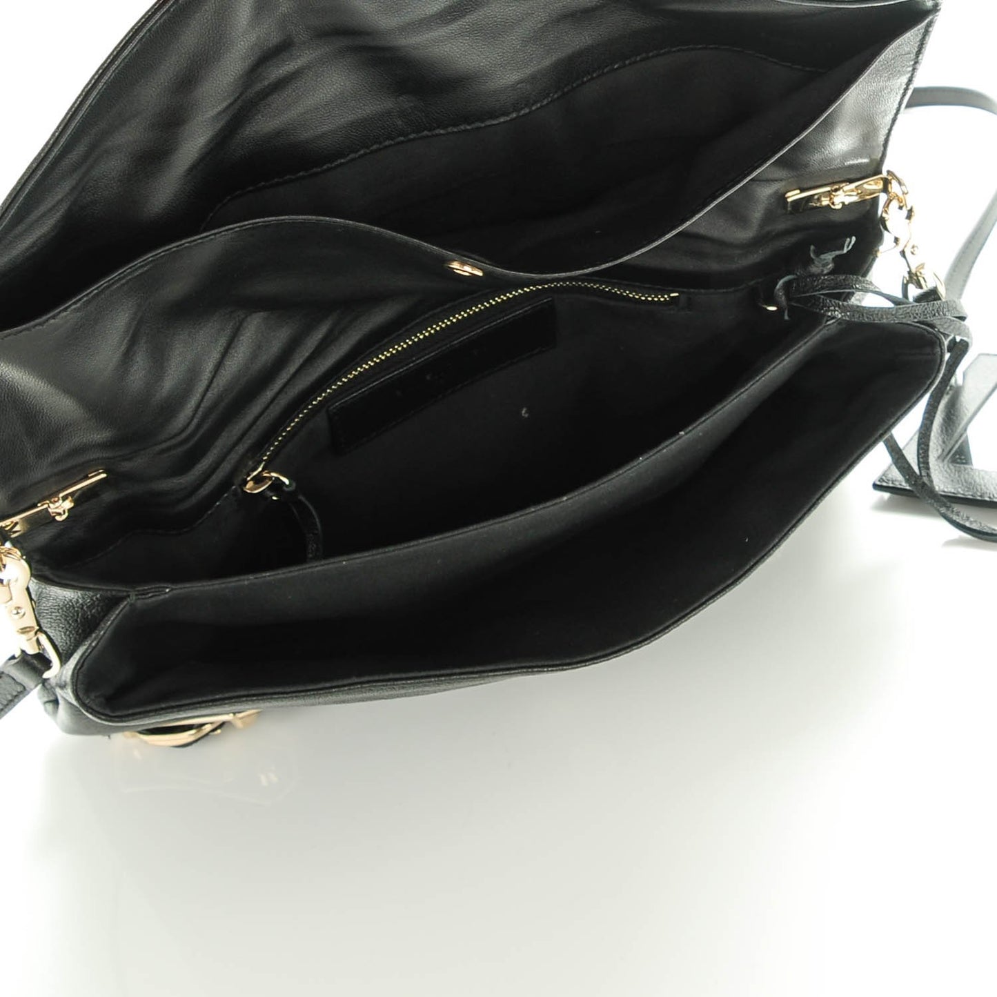 Chevre Gold Metallic Edge Hardware Envelope Clutch Black