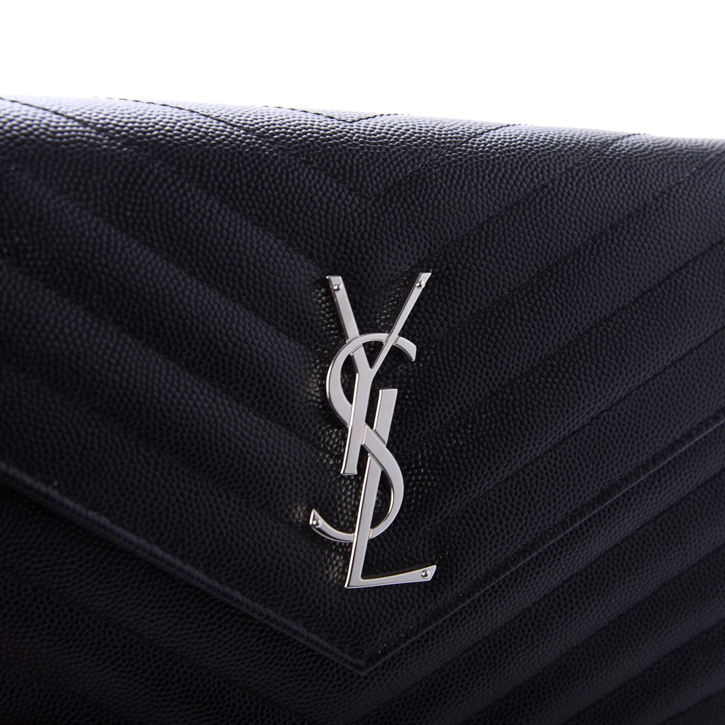 Grain De Poudre Matelasse Chevron Monogram Chain Wallet Black