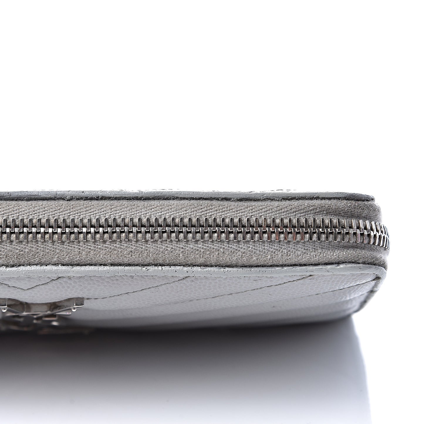 Grain De Poudre Matelasse Chevron Monogram Zip Around Wallet Granite