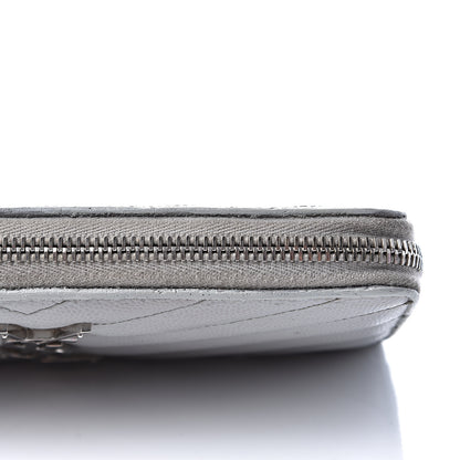 Saint Laurent Grain De Poudre Matelasse Chevron Monogram Zip Around Wallet Granite 9 of 15
