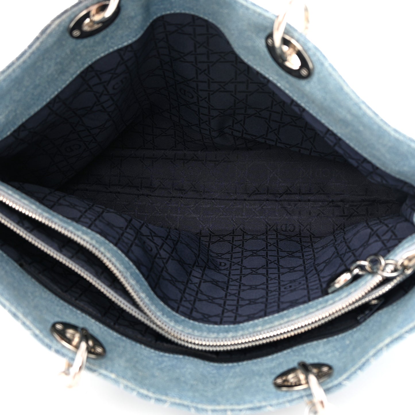 Denim Cannage Large Lady Dior Light Blue