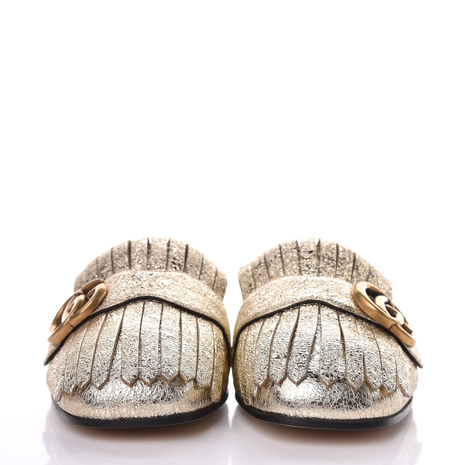 Gucci Galassia Womens GG Marmont Fringe Slippers 38.5 Platino 2 of 8