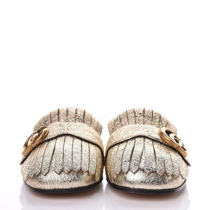 Gucci Galassia Womens GG Marmont Fringe Slippers 38.5 Platino 2 of 8