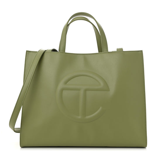 Vegan Leather Medium Shopping Bag Drab