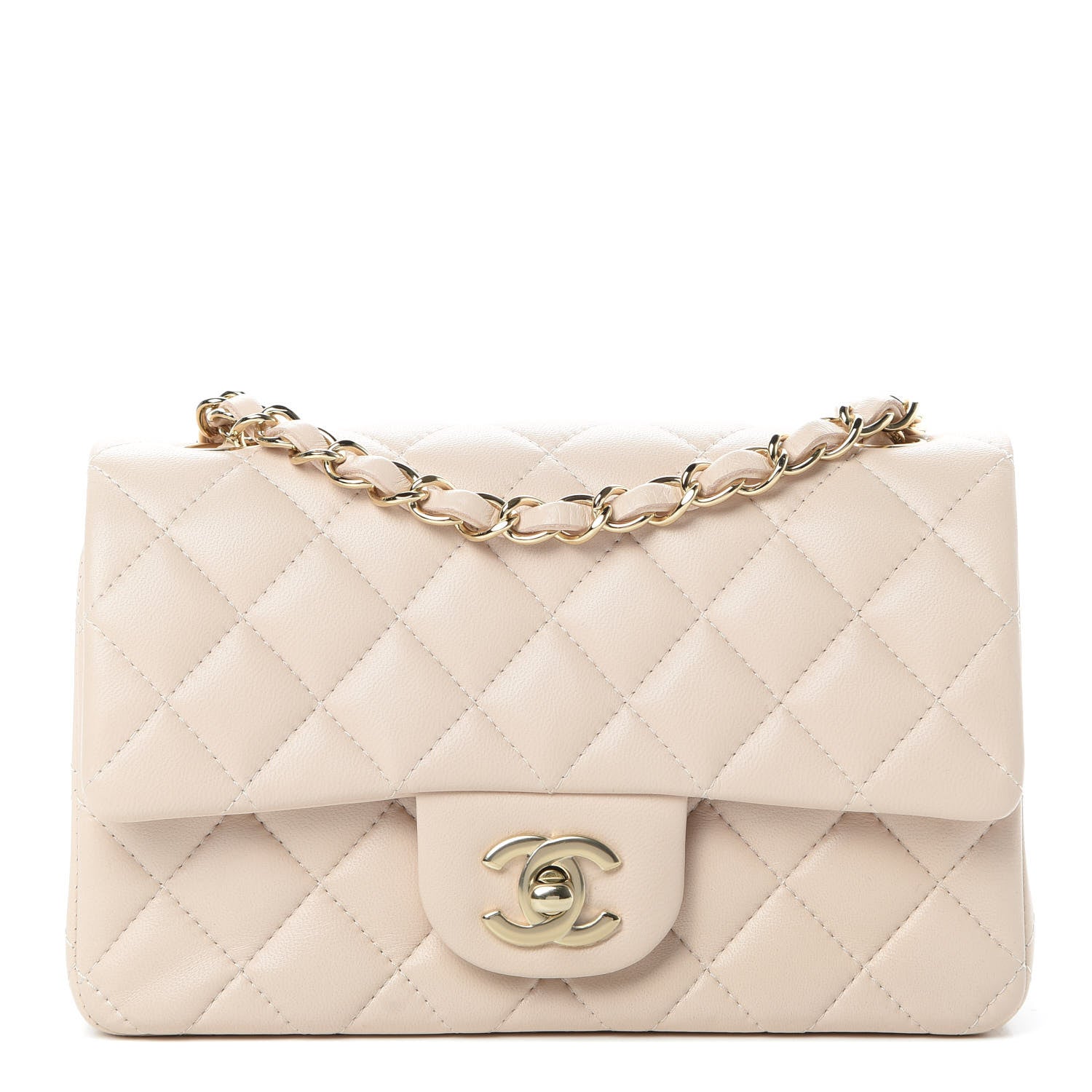 Chanel Lambskin Quilted Mini Rectangular Flap Light Beige 1 of 12
