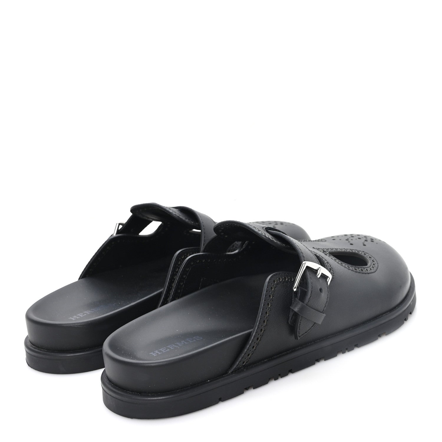 Hermes Calfskin Monk Mules  37 Black 5 of 8