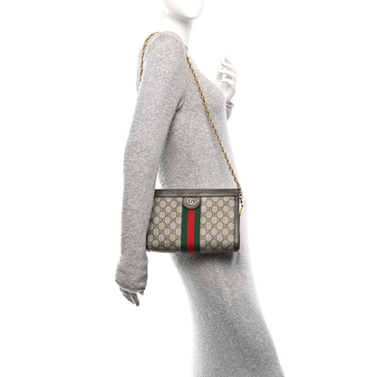 Gucci GG Supreme Monogram Web Small Ophidia Chain Shoulder Bag Brown 2 of 11