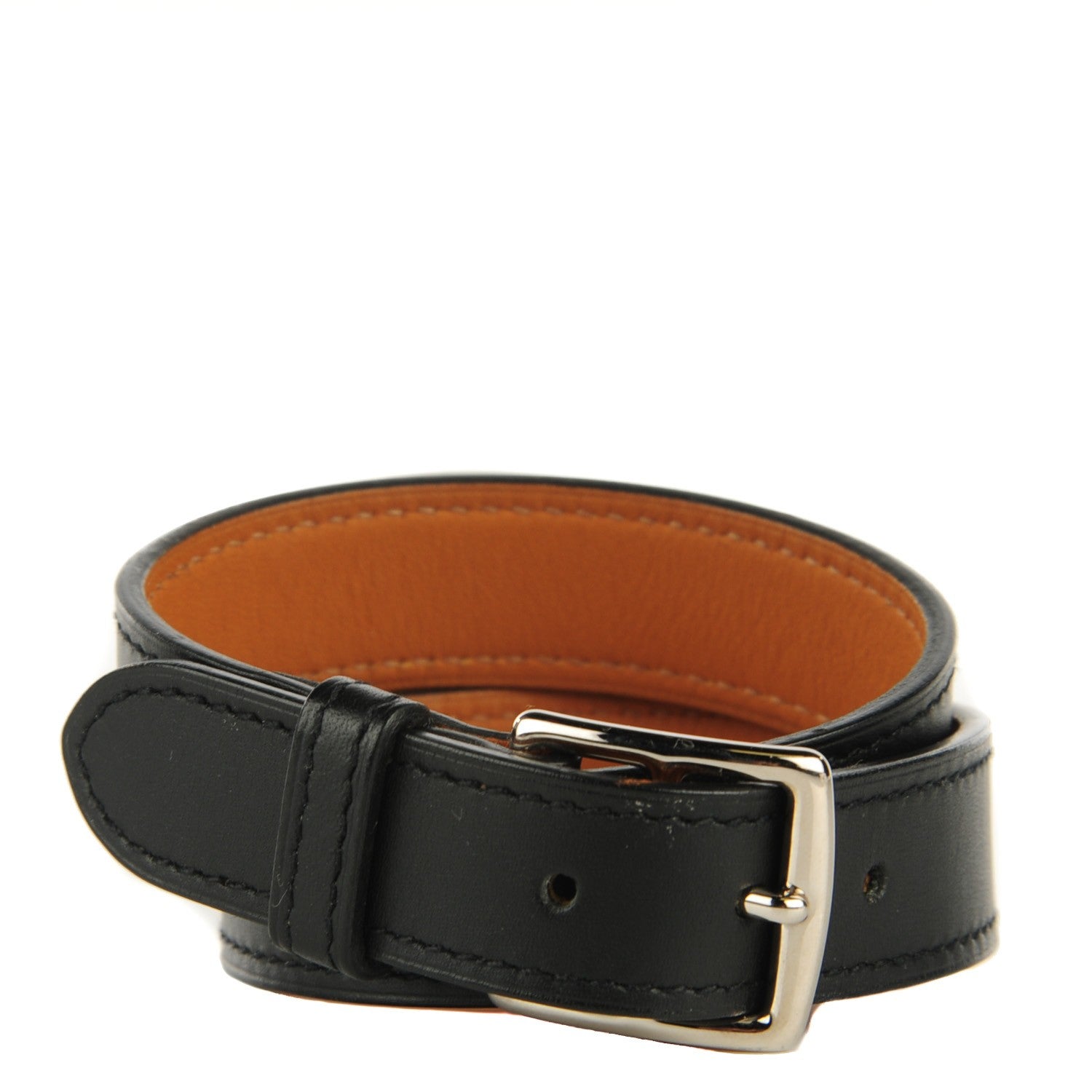 Hermes Hunter Cowhide Etriviere Double Tour Bracelet L Black 1 of 9