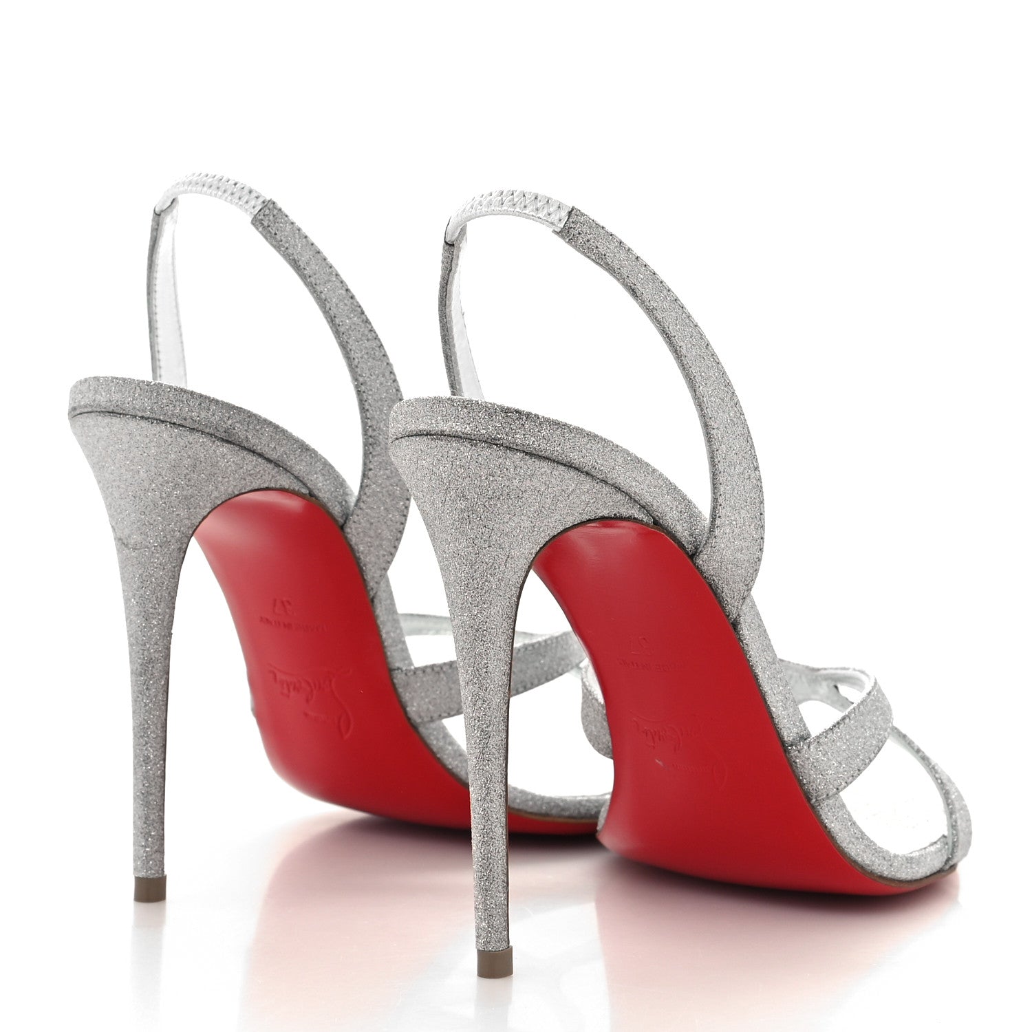 Christian Louboutin Glitter Emilie 100 Slingback Sandals 37 Silver 4 of 7