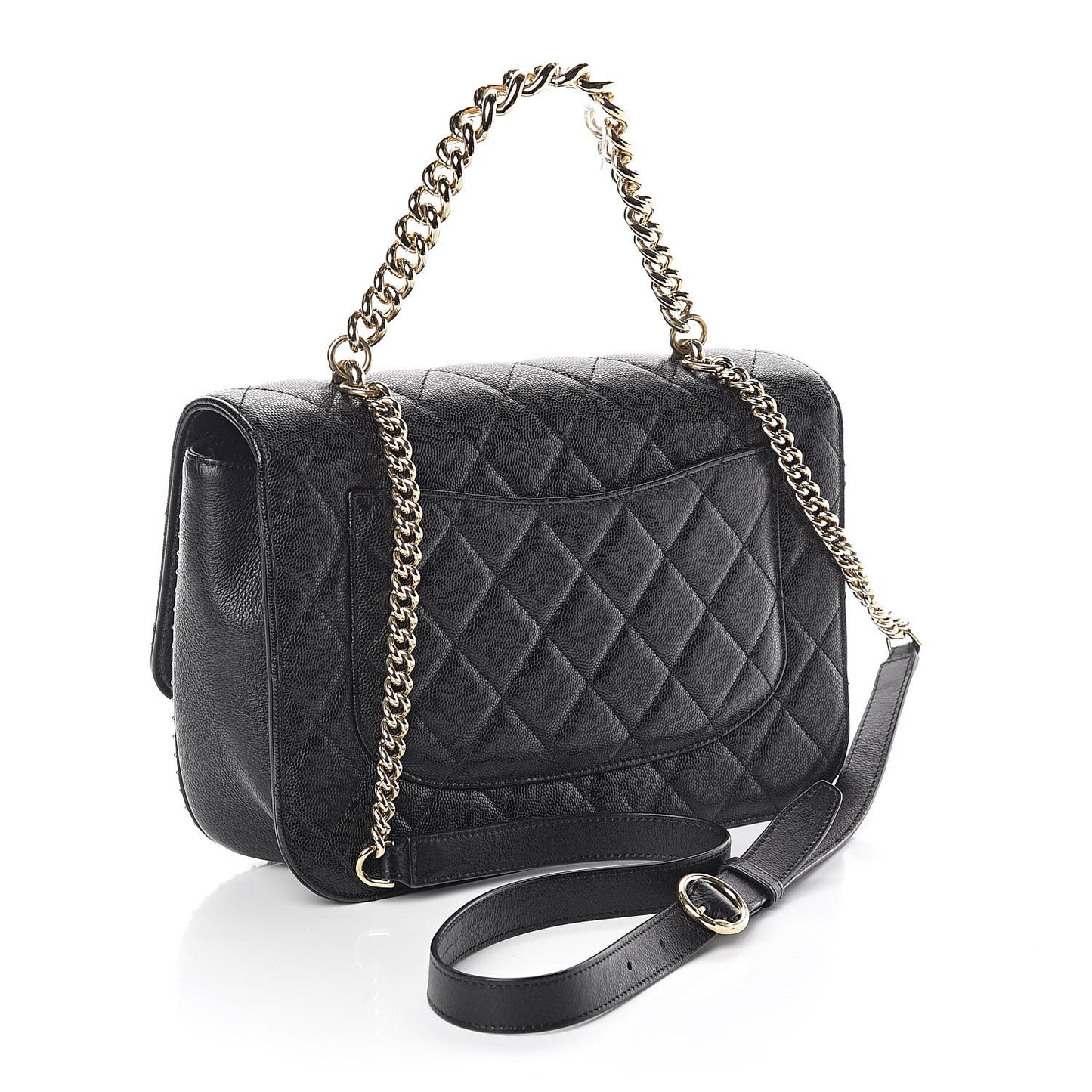 Caviar Quilted Large Studded Flap Black
