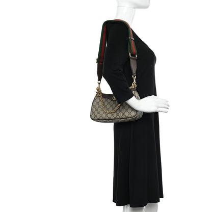 Gucci GG Supreme Monogram Textured Dollar Calfskin Web Small Ophidia GG Handbag Beige Ebony New Acero 3 of 10