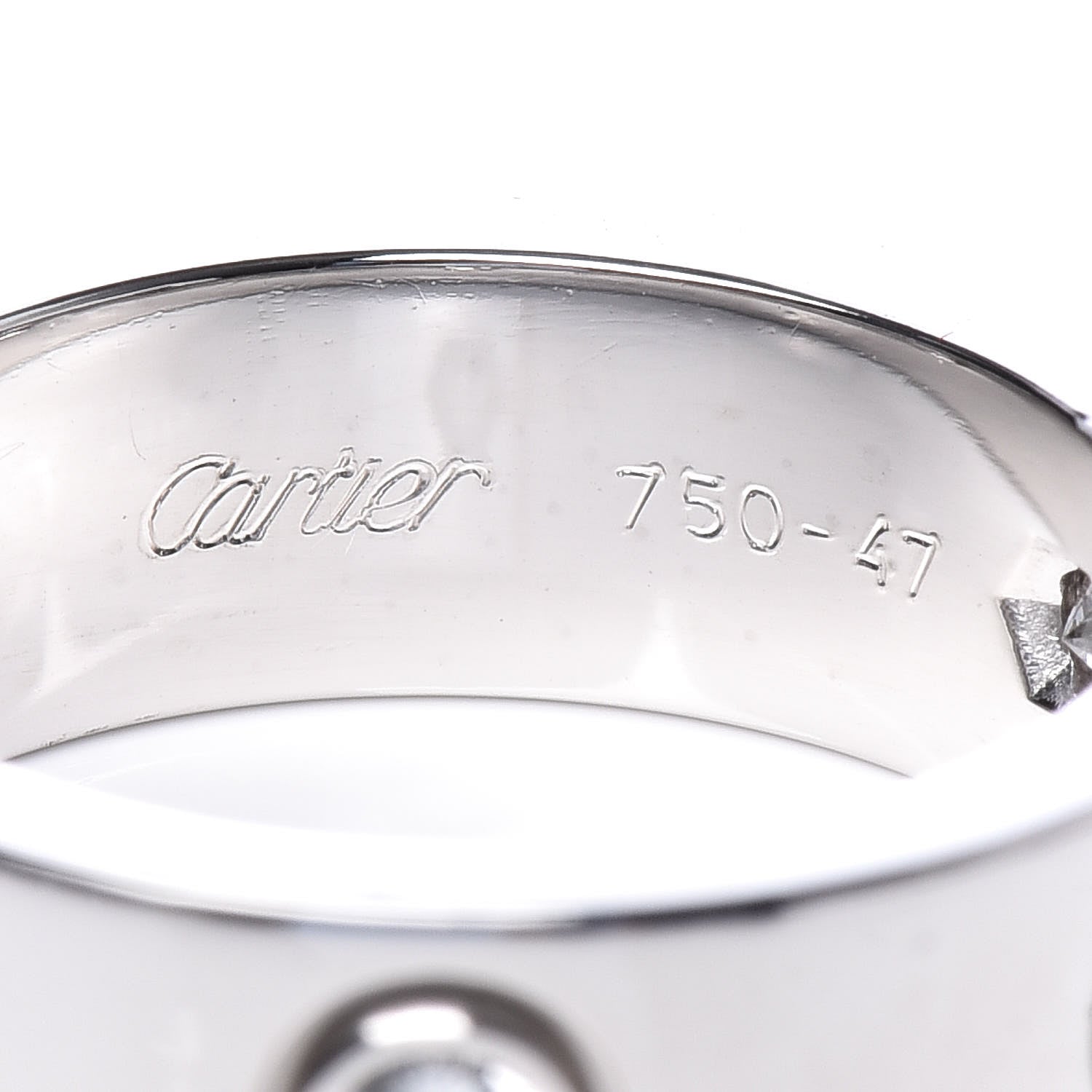 Cartier 18K White Gold 3 Diamond 5.5mm LOVE Ring 47 4.25 4 of 6