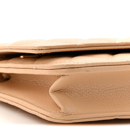 Chanel Caviar Quilted Wallet on Chain WOC Beige 10 of 12