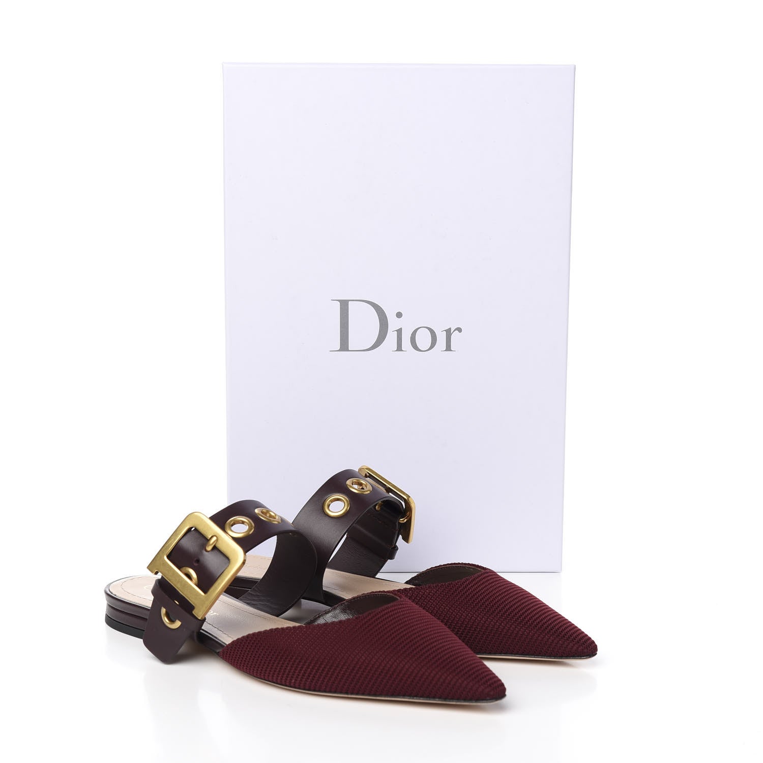 Christian Dior Technical Fabric D-Dior Ballerina Flat Mule 35.5 Rouge Black 9 of 9