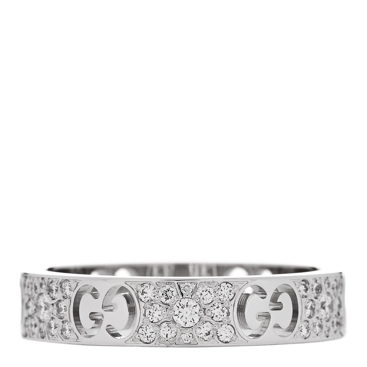 18K White Gold Diamond Icon Stardust Band Ring 56 7.5