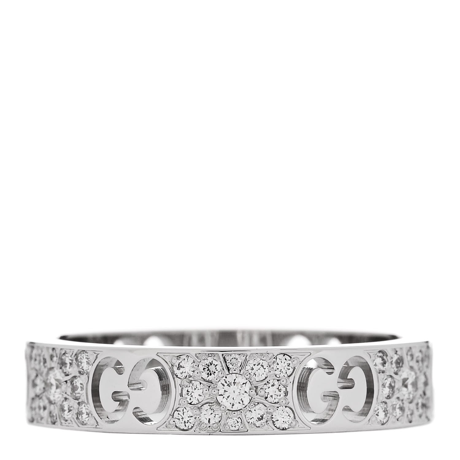 Gucci 18K White Gold Diamond Icon Stardust Band Ring 56 7.5 3 of 7