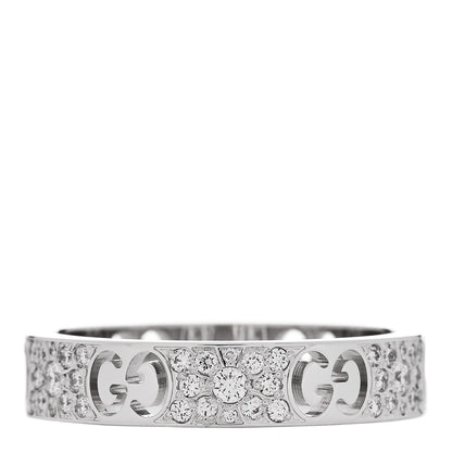 Gucci 18K White Gold Diamond Icon Stardust Band Ring 56 7.5 3 of 7