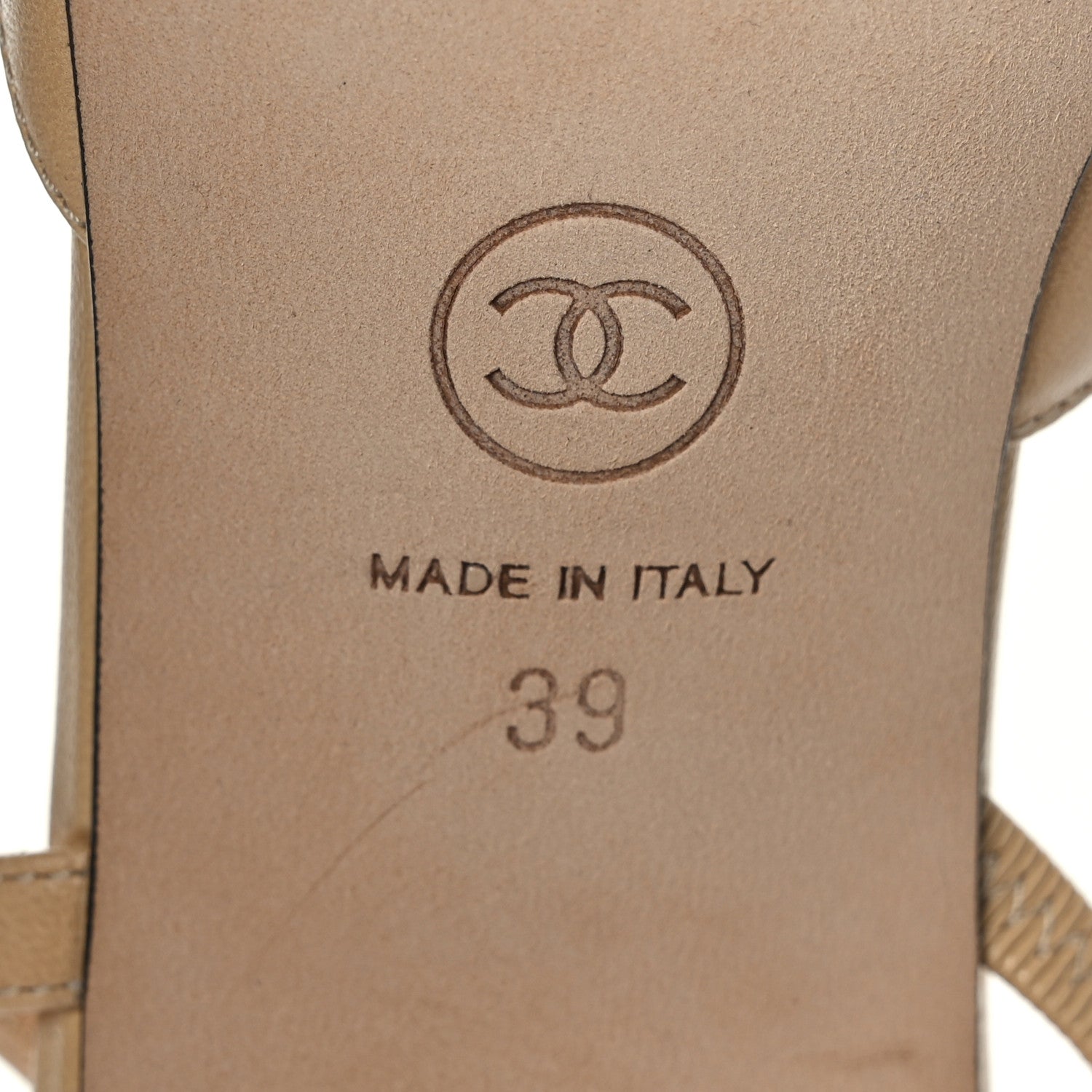 Chanel Lambskin Grosgrain Cap Toe CC Slingback Pumps 39 Beige Black 7 of 9