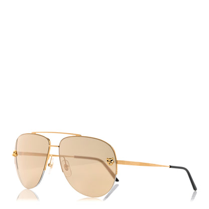 Cartier Santos de Cartier Aviator Sunglasses CT0065S Gold 1 of 8