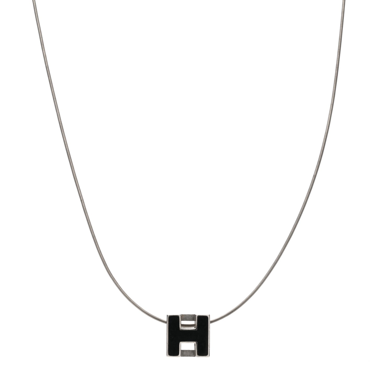 Palladium Laquered Cage d'H Necklace Black