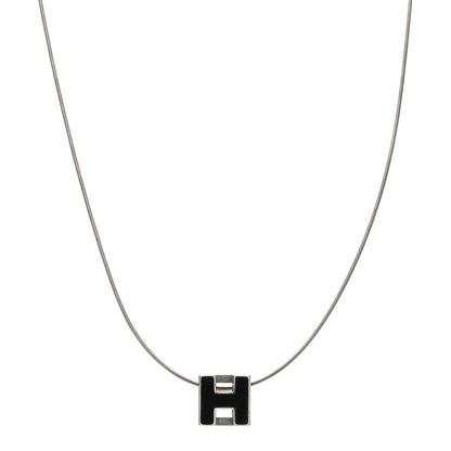 Hermes Palladium Laquered Cage d'H Necklace Black 1 of 5