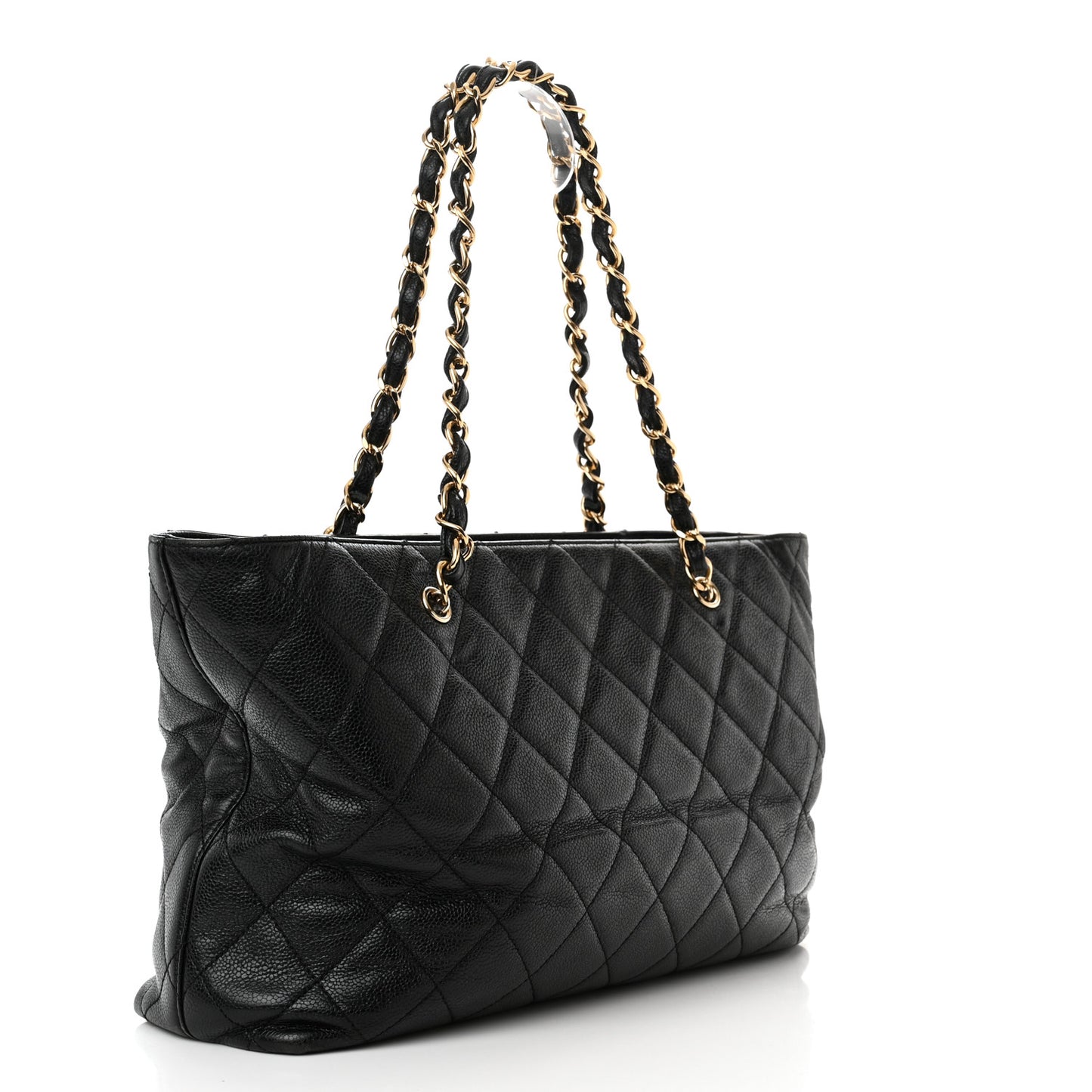 Caviar Quilted Shopping Tote Black