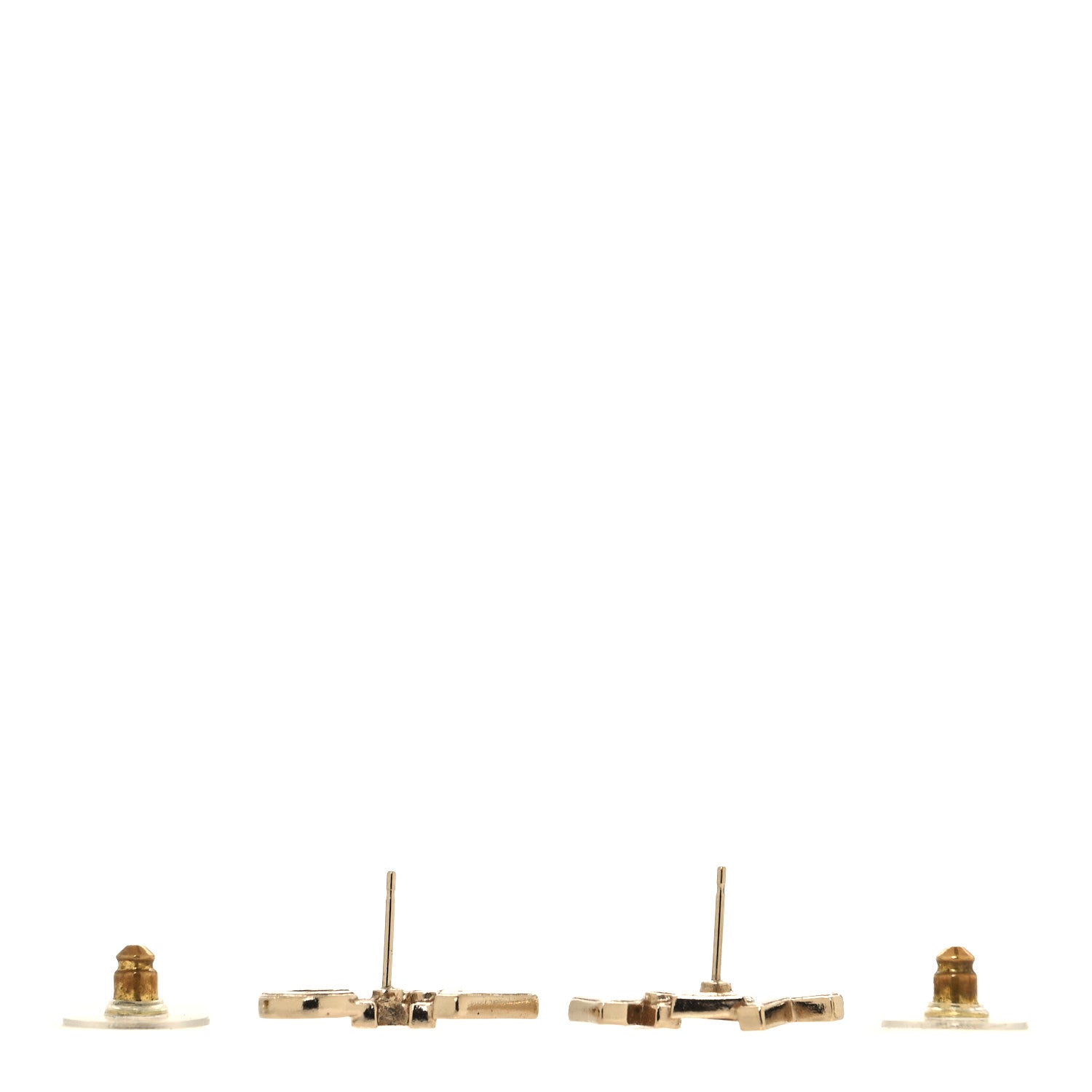 Chanel Crystal Pearl Signature Stud Earrings Gold 3 of 5