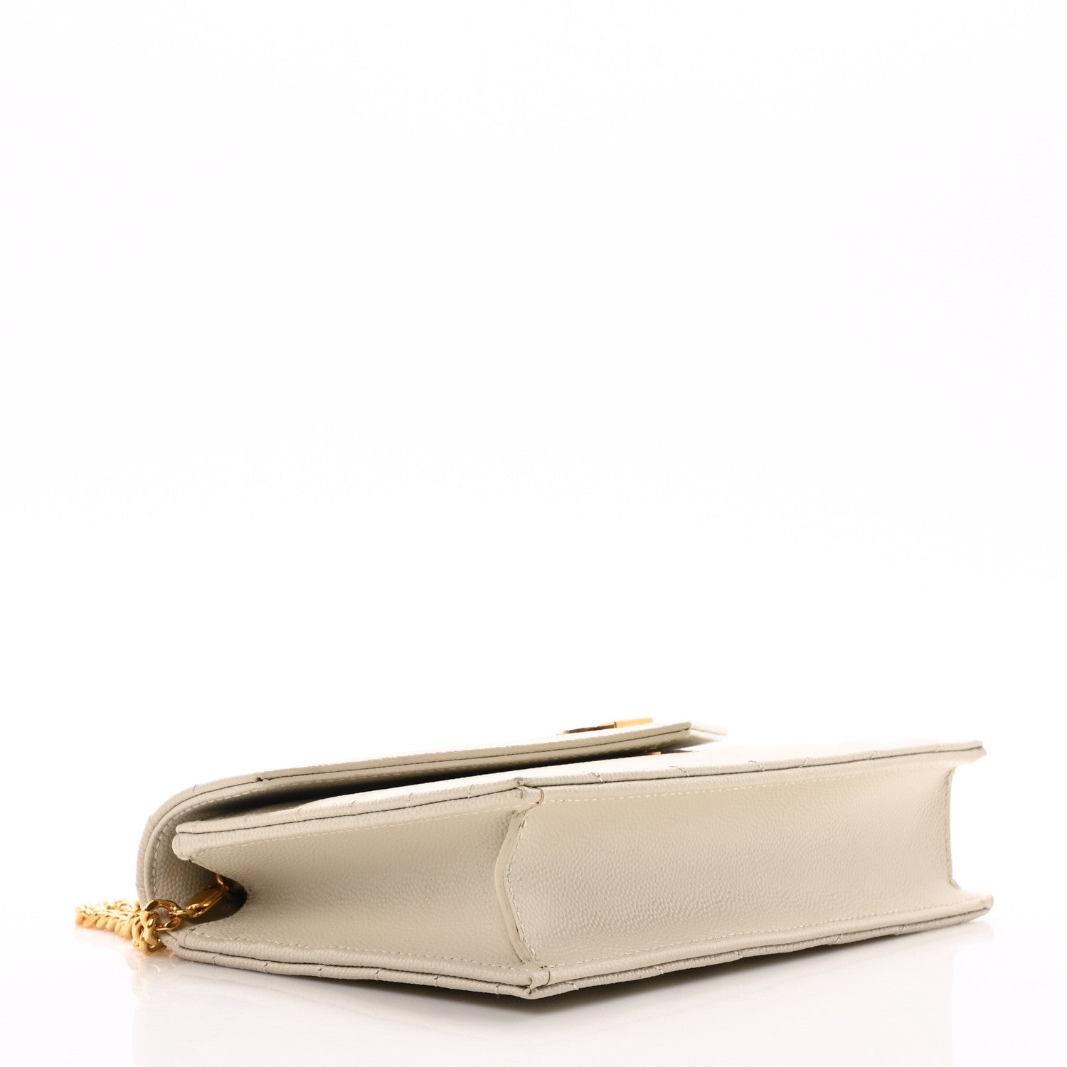 Saint Laurent Grain De Poudre Matelasse Chevron Monogram Envelope Chain Wallet Crema Soft 4 of 10